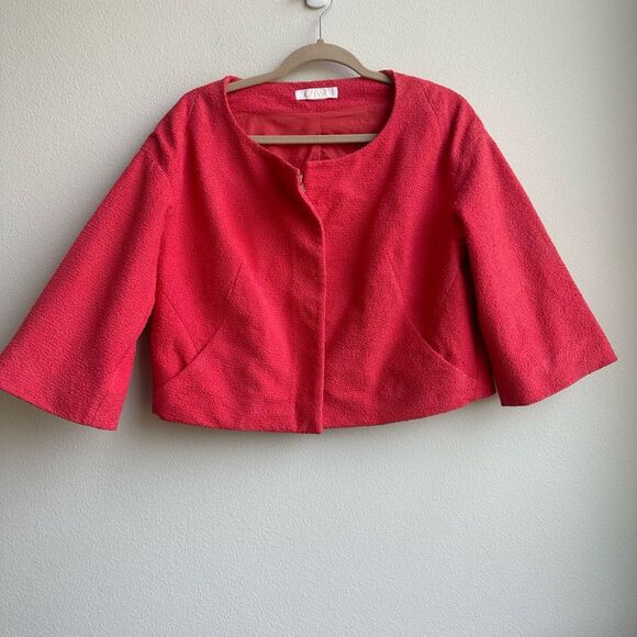 CHLOE Salmon Pink Preppy Jackie O Asymmetric Boucle Priest Collar Jacket Small? - Picture 1 of 7